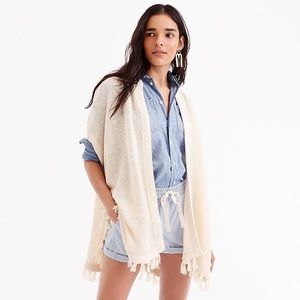J. Crew Linen Tassel Poncho